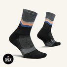Feetures Merino 10 Max Cushion Mini Crew socks in Switchback Charcoal.