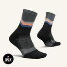 Feetures Merino 10 Max Cushion Mini Crew socks in Switchback Charcoal.