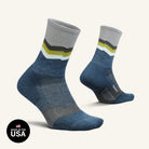 Feetures Merino 10 Max Cushion Mini Crew socks in Switchback Navy.