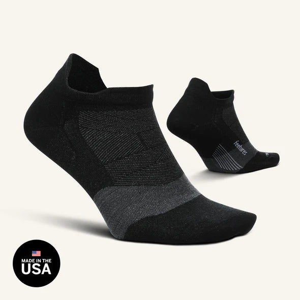 Feetures! Merino 10 Max Cushion No Show Tab Charcoal