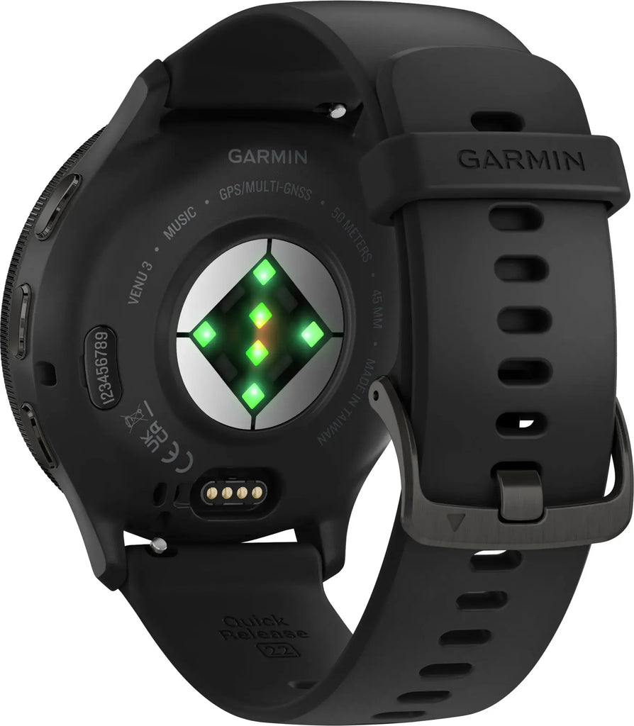 Garmin Venue 3. Black. Rear/Lateral view.