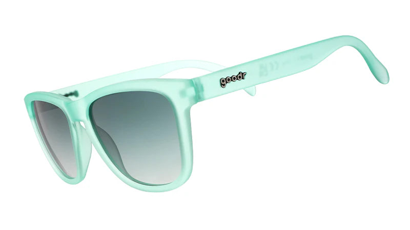 Goodr Sunglasses. OG. Light Blue. Front/Lateral View.