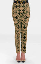 Gretchen Scott GripeLess Pull On Pant women's Black Ring Toss front view