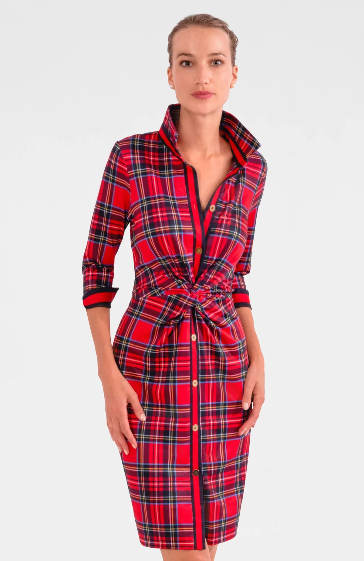 Gretchen Scott Twist & Shout Dress Women's Red Plaid