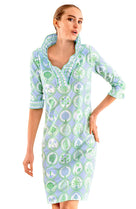 Gretchen Scott 3/4 Jersey Ruffneck Dress Women's Periwinkle/Kelly Circle of Love
