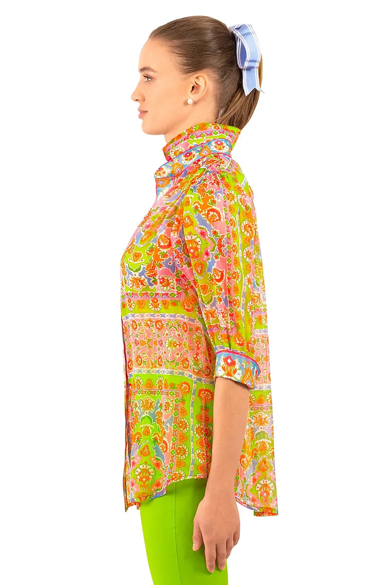 Gretchen Scott Boyfriend Shirt women's Pink/Lime Watteau alternate view