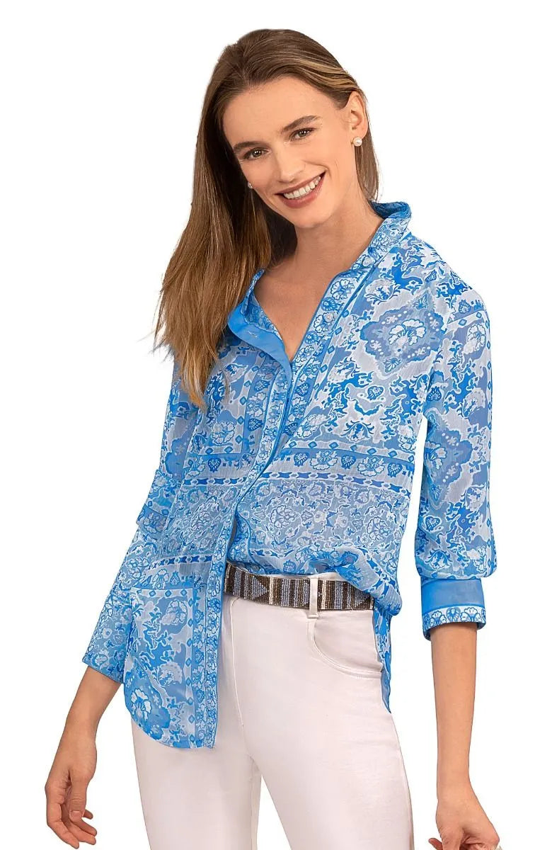 Gretchen Scott Boyfriend Shirt women's Blues Watteau front view