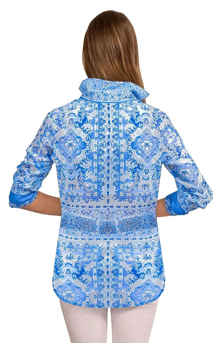 Gretchen Scott Boyfriend Shirt women's Blues Watteau detail view