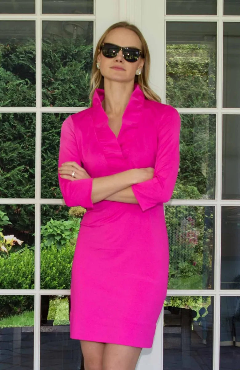 Gretchen Scott | Jersey Ruffleneck Dress | Women's | Pink  Confluence  Running Company