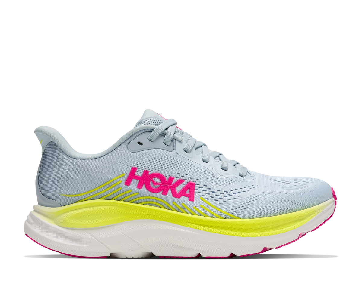 Women's HOKA Clifton 11 in Mineral Blue/Overcast – lateral view