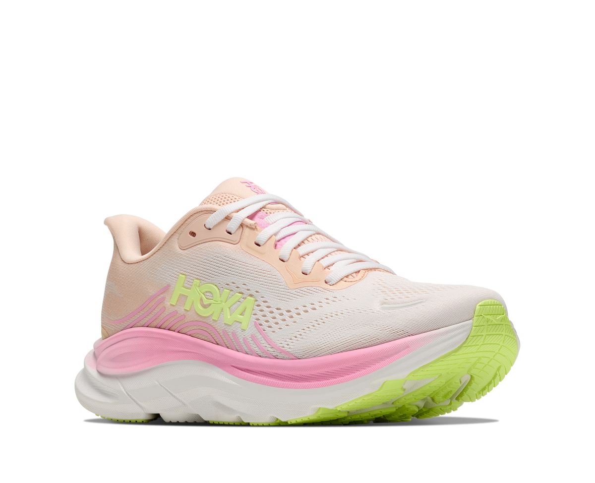 Women's HOKA Clifton 11 in Tangerine Glow/White – outsole view