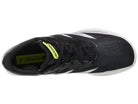 Hoka Crescendo MD Spikes/ Black/silver upper. White midsole. Top view.