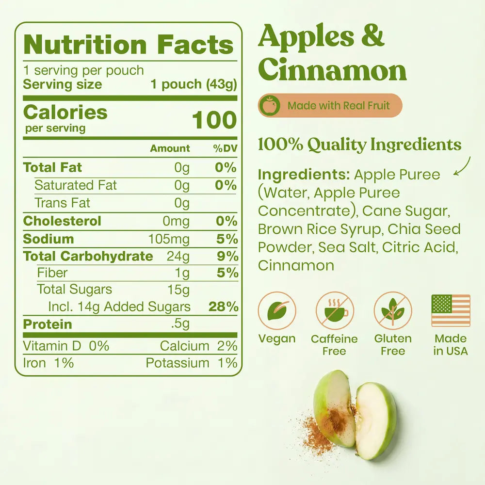 HUMA Chia Energy Gel Apples and Cinnamon 2026 nutrition facts