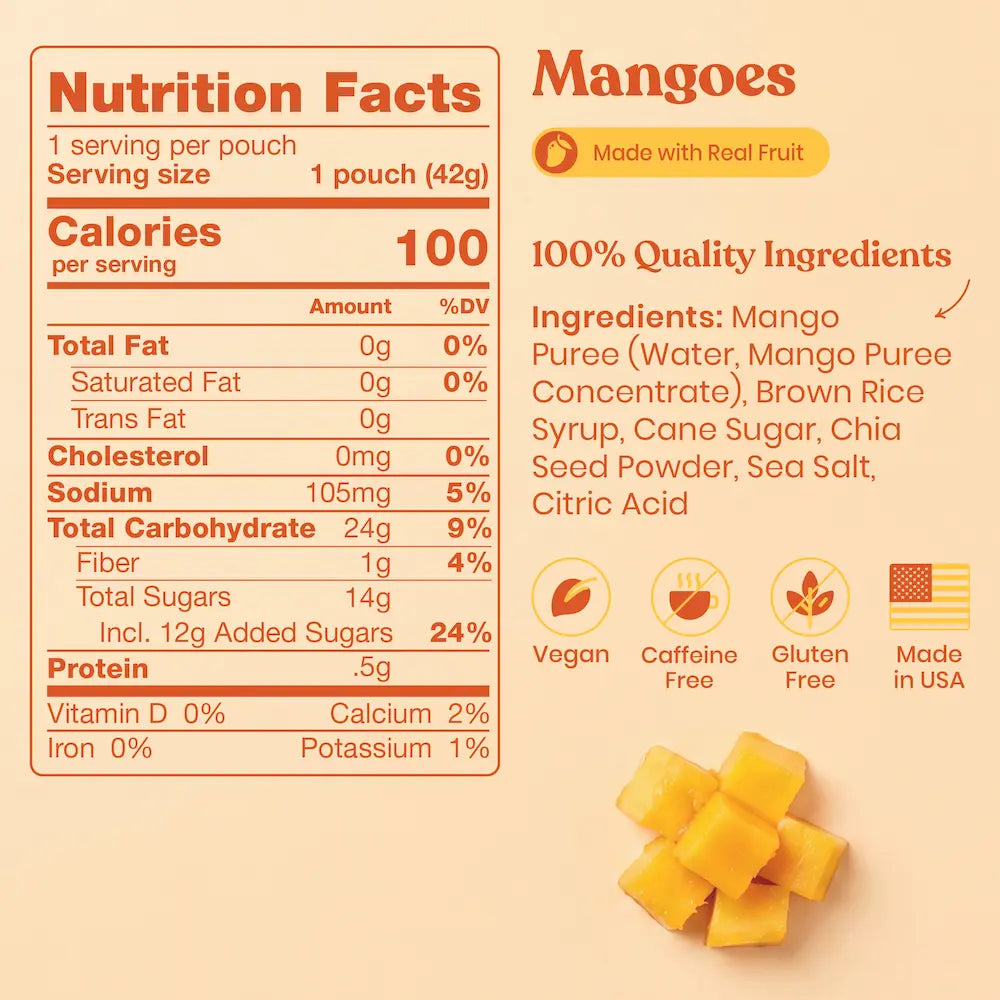 HUMA Chia Energy Gel Mango 2026 nutrition facts
