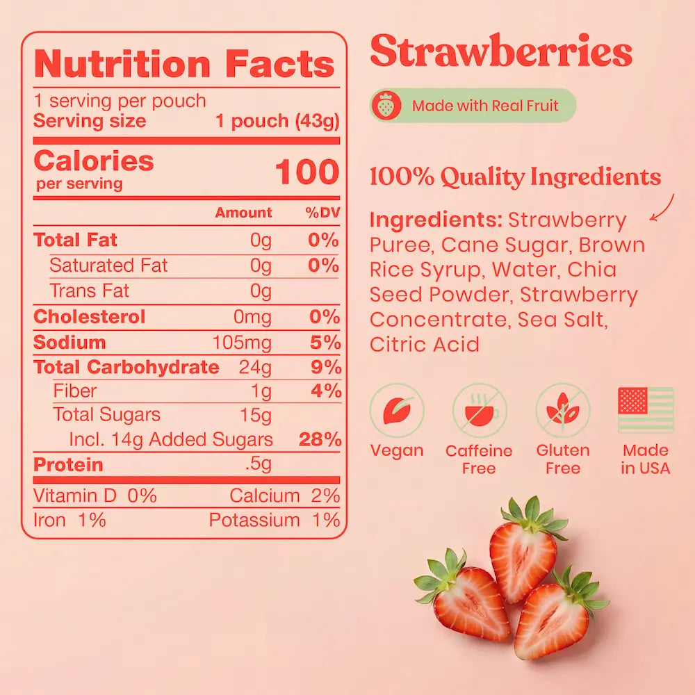 HUMA Chia Energy Gel Strawberries 2026 nutrition facts