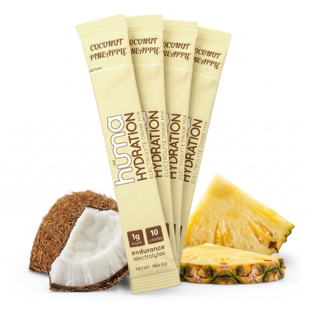 HUMA Hydration Coconut Pineapple electrolyte drink mix sticks with fruit