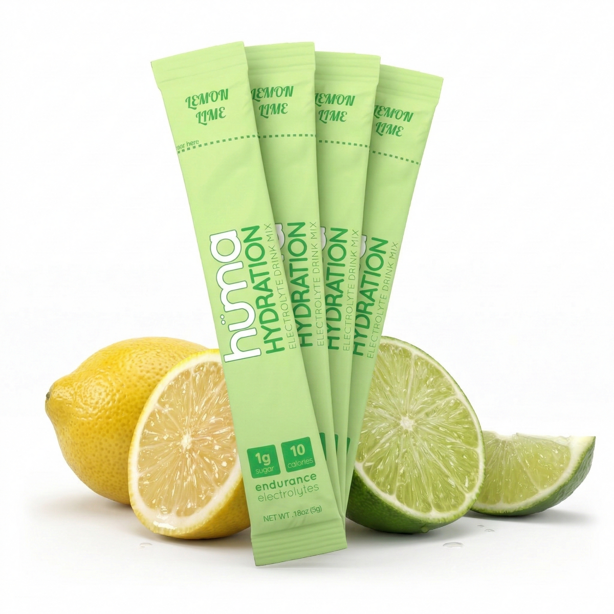 HUMA Hydration Lemon Lime electrolyte drink mix sticks with fruit