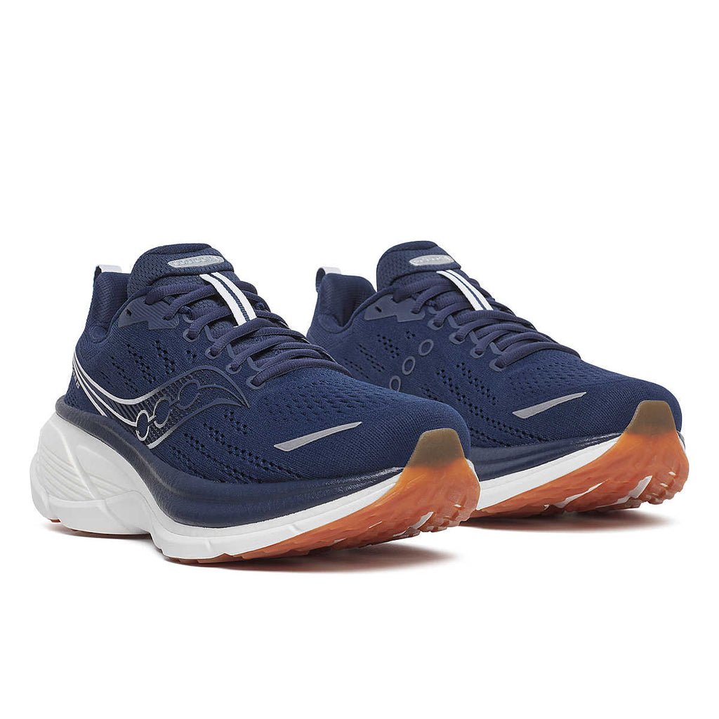 Men's Saucony Hurricane 25. Navy upper. Navy/White midsole. Lateral view.