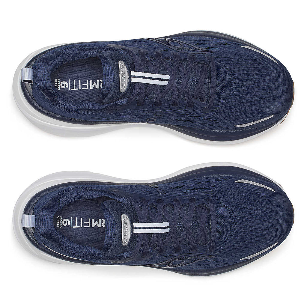 Men's Saucony Hurricane 25. Navy upper. Navy/White midsole. Top view.