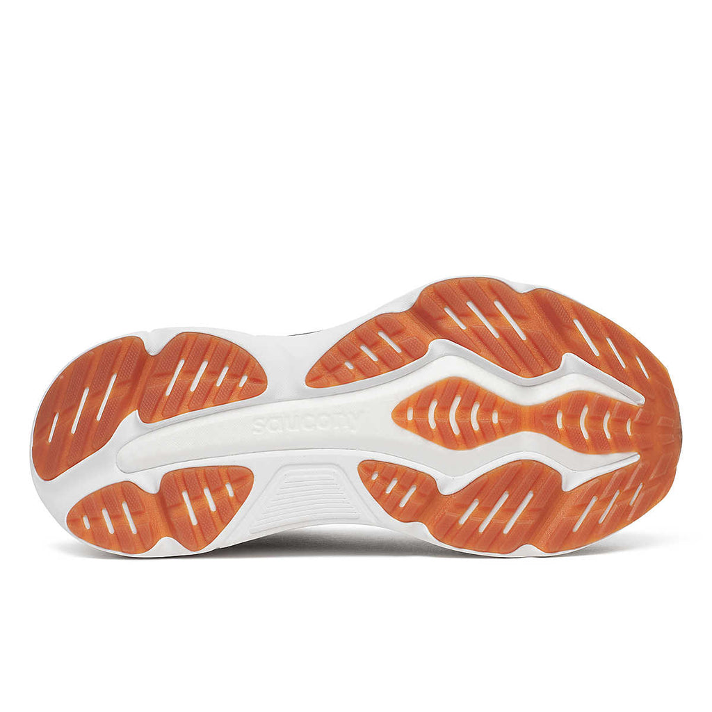 Men's Saucony Hurricane 25. Navy upper. Navy/White midsole. Bottom view.