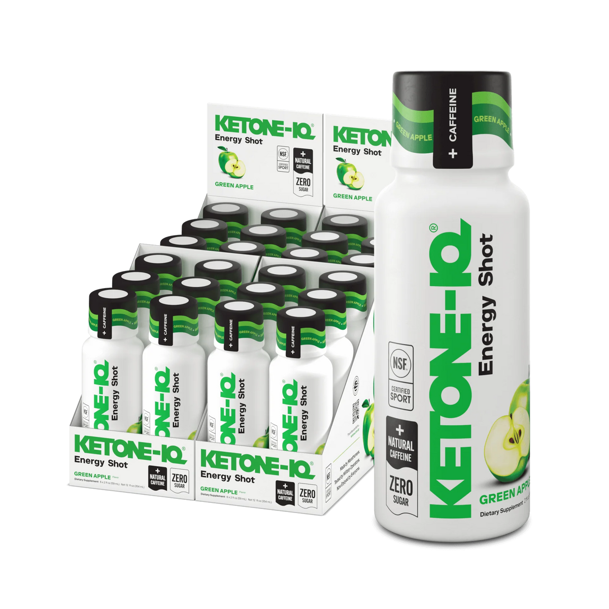 HVMN Ketone-IQ + Caffeine 2 oz Green Apple flavor energy shot