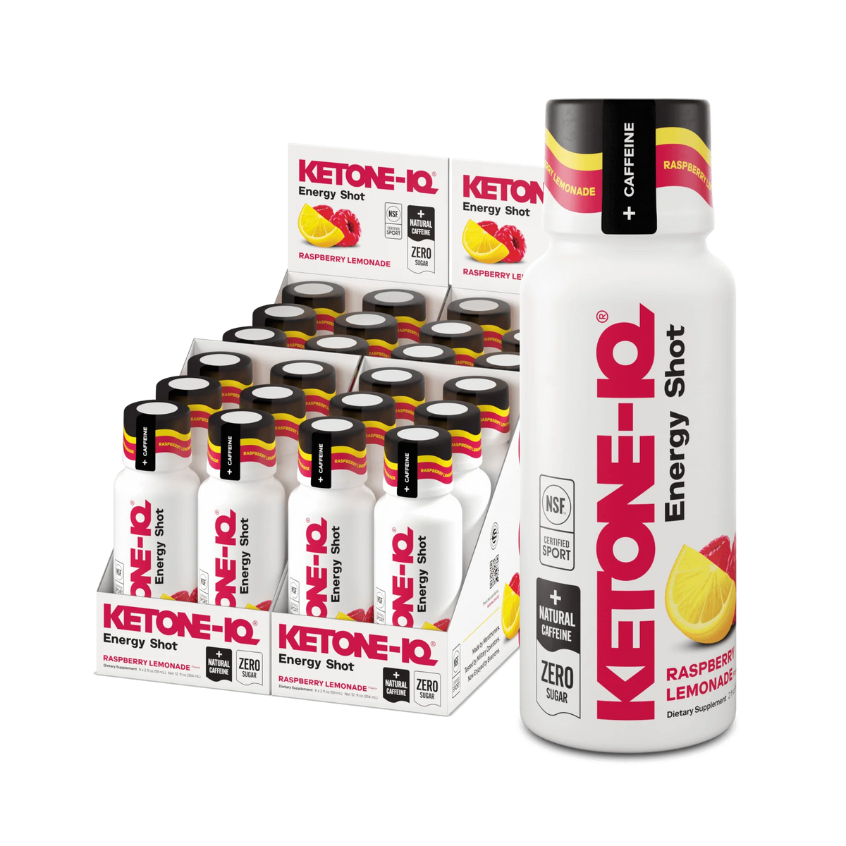 HVMN Ketone-IQ + Caffeine 2 oz Raspberry Lemonade flavor energy shot