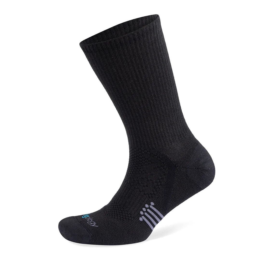 Jogology Medium Cushion Crew socks. Black. Lateral view.