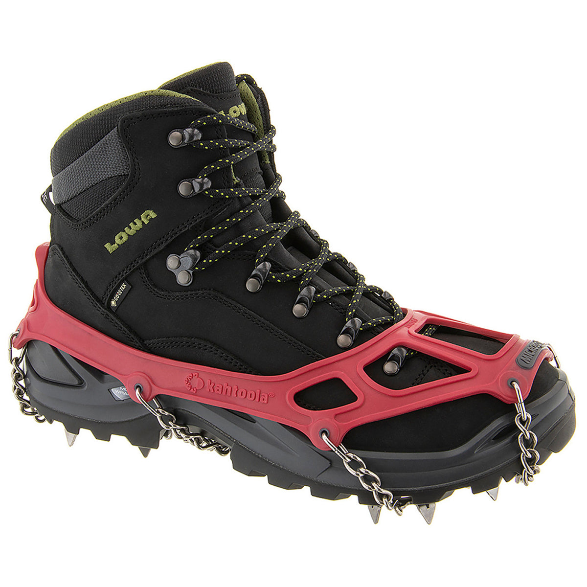 Unisex. Kahtoola MICROspikes. Red. Lateral view.