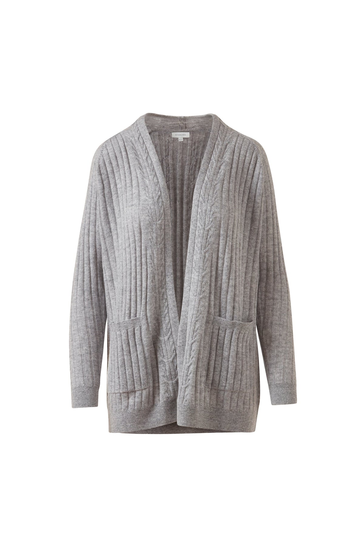 Kinross Cable Detail Cashmere Cardigan Women's Sterling, detail view