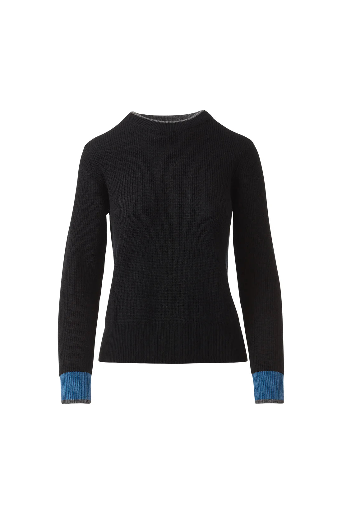 Kinross Cashmere Thermal Tipped Crew Neck Sweater Women's Black