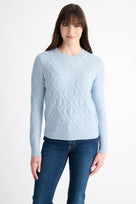 Kinross Diamond Cable Crew Neck Sweater Women's Horizon