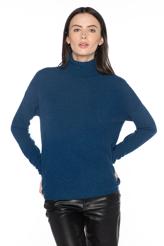 Kinross Textured Cashmere Funnel Neck Sweater Women's Sapphire