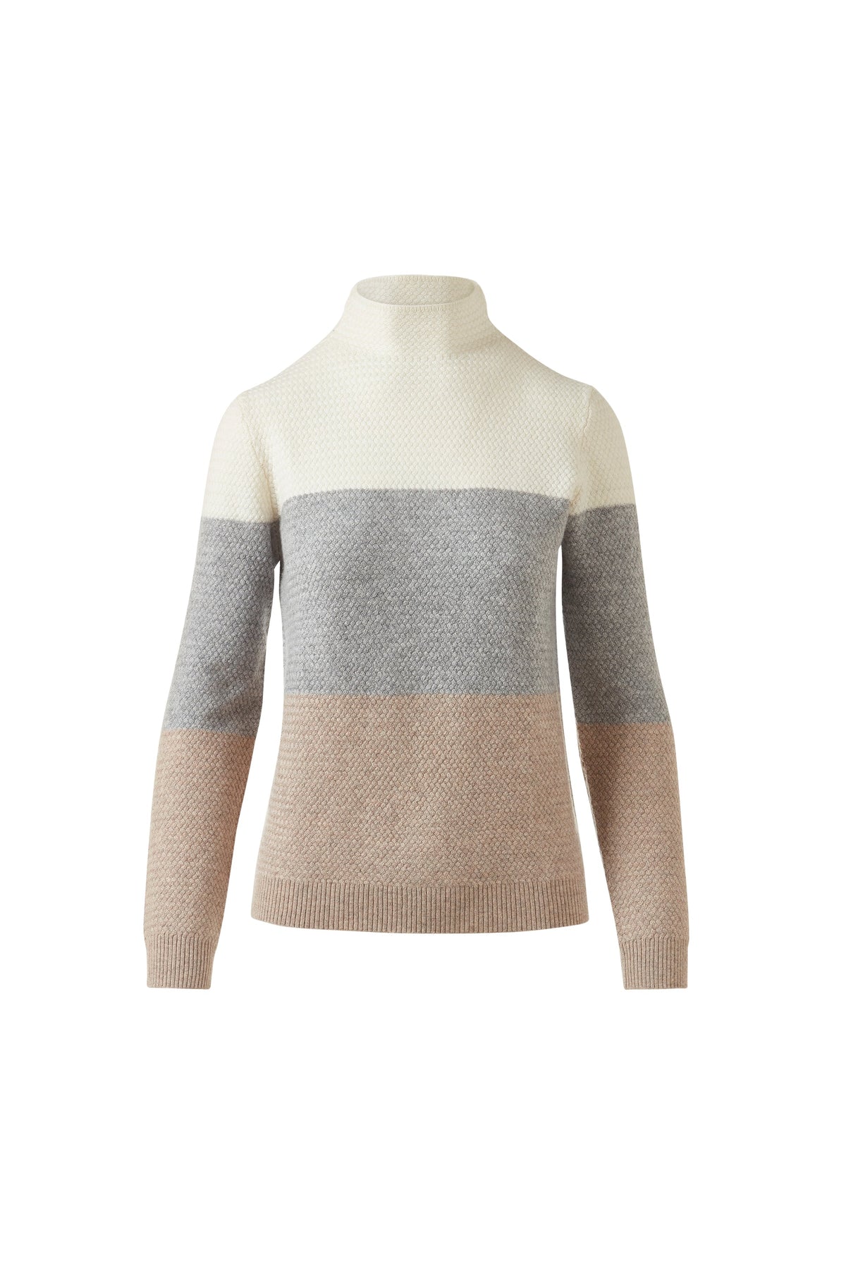 Kinross Textured Colorblock Funnel Neck Cashmere Sweater Women's Pearl Multi, available color options