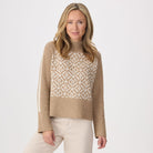 Krimson Klover Bianca women's mock-neck sweater in Heather Oat, front view