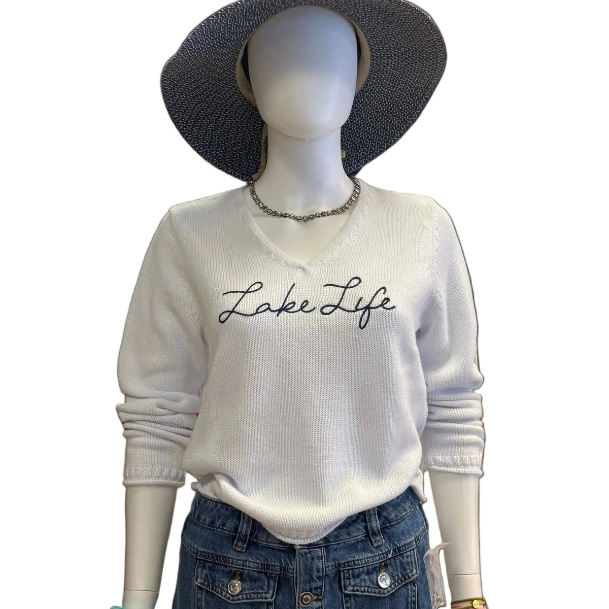 Krimson Klover Calla V-Neck Sweater women's White Lake Life