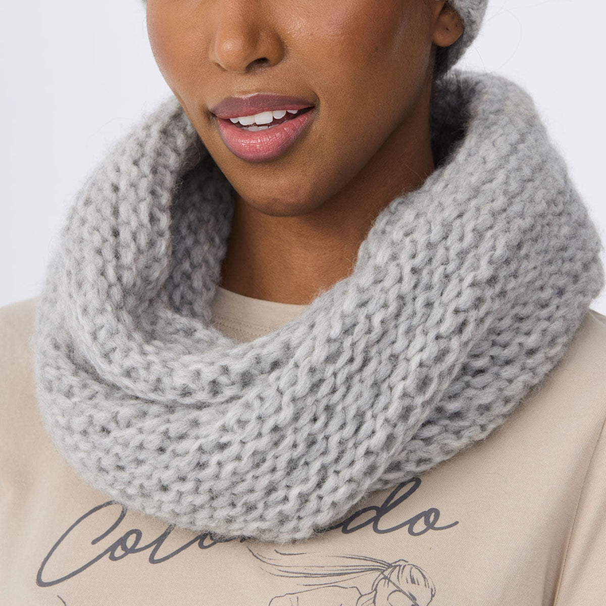 Krimson Klover Chloe knitted scarf in Heather Silver