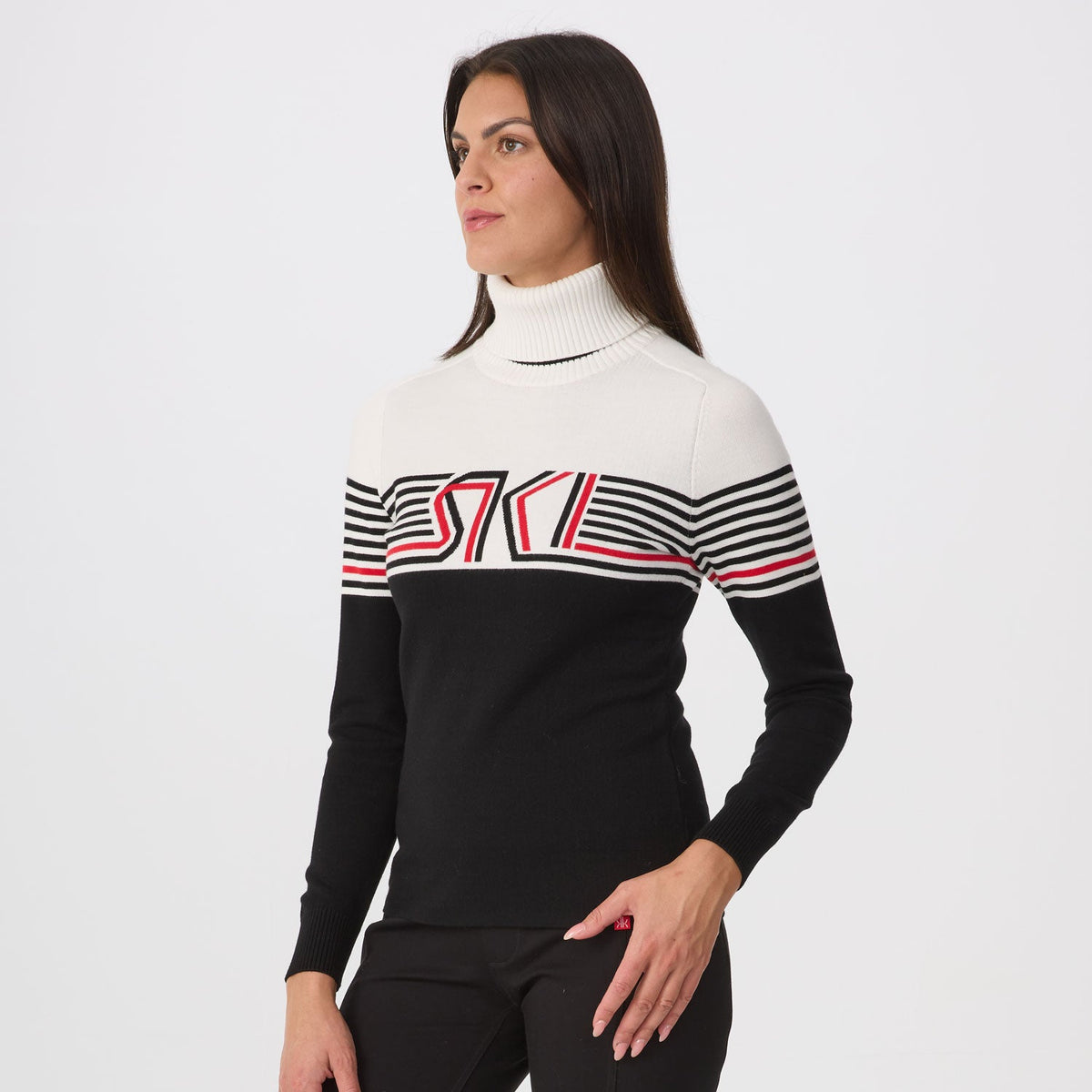 Krimson Klover Slopeside women's turtleneck sweater in Black, front view