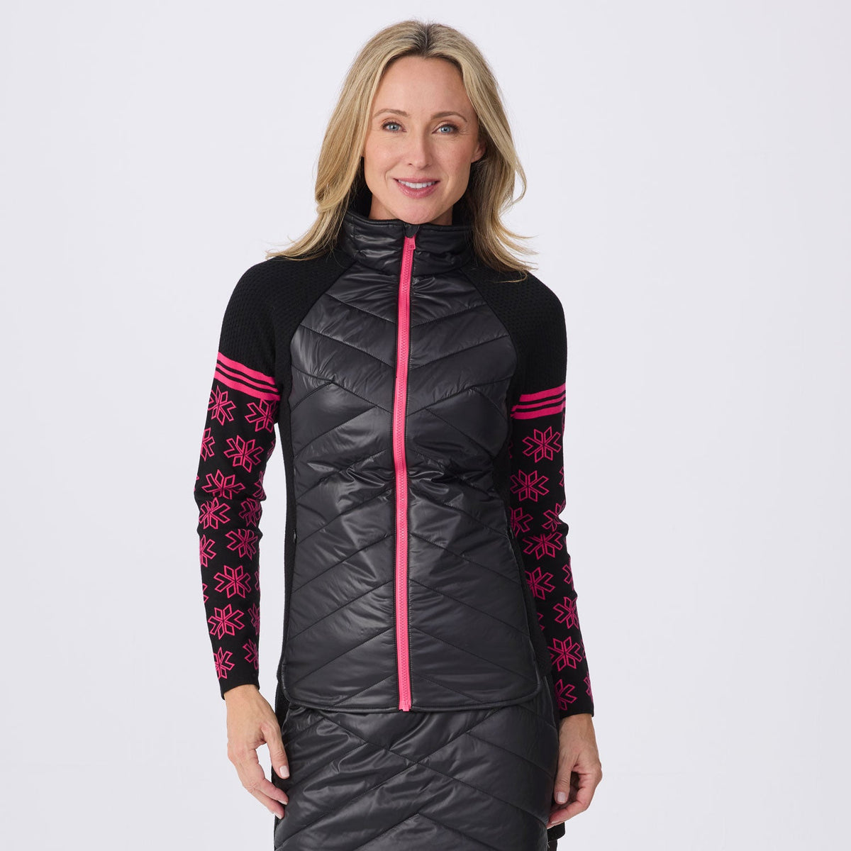 Krimson Klover Switchback women's jacket in Black/Snowdrift, front view