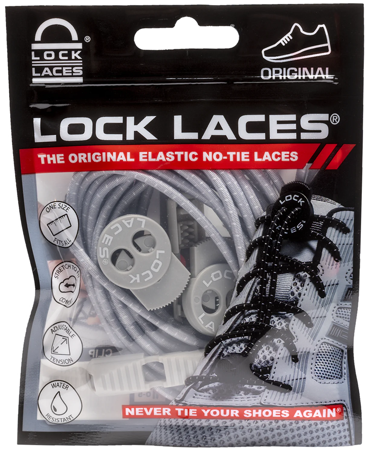 Lock Laces - Elastic Shoelaces (Color: Reflective Storm Gray)
