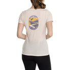 Smartwool Womens Graphic Short Sleeve | Grey | Purple and Yellow Mountains Graphic| Rear View