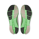 Men's On Cloudsurfer 2. White upper. Green midsole. Bottom view.