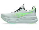 Men's Asics Gel-Nimbus 28. Green upper. Green midsole. Medial view.