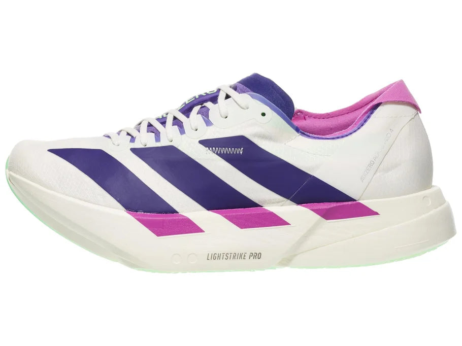 Adidas | Adizero Adios Pro 4 | Men's | Core White/Collegiate Purple/Li Confluence Running Company Adidas | Adizero Adios Pro 4 | Men's | Core White/Collegiate Purple/Li Confluence Running Company