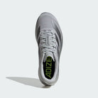 Men's Adidas Adizero EVO SL. Silver upper. Silver midsole. Top view.