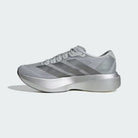 Men's Adidas Adizero EVO SL. Silver upper. Silver midsole. Medial view.