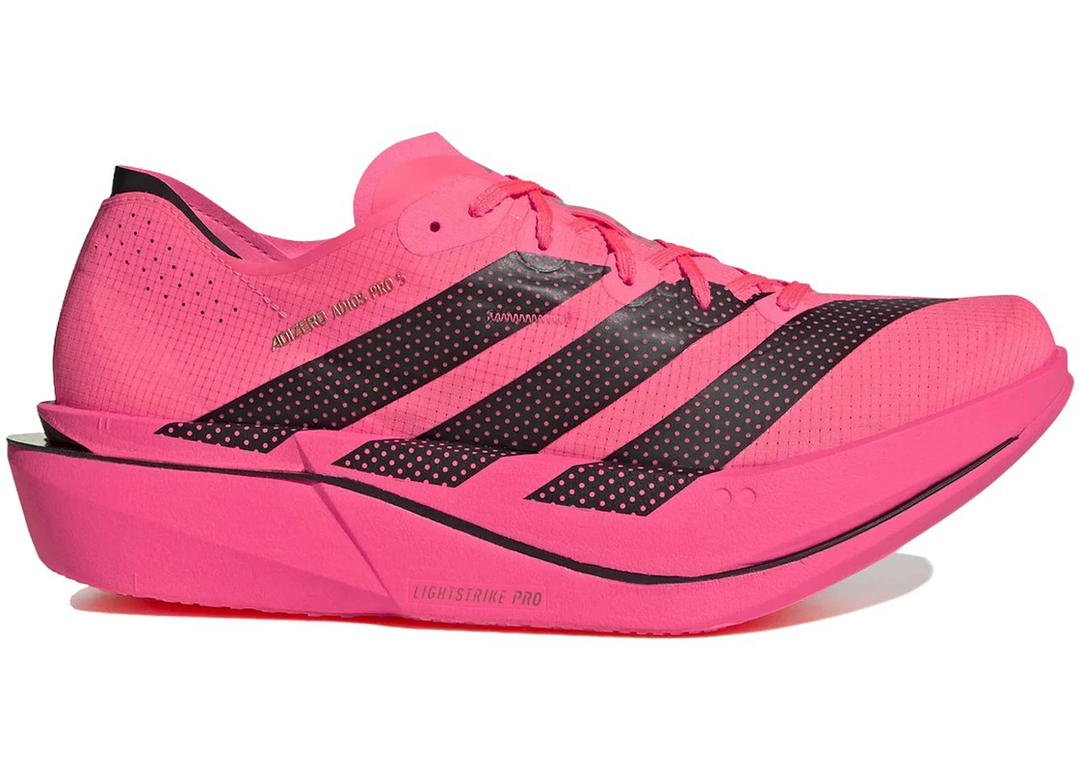 Men's adidas Adizero Adios Pro 5 Solar Turbo Core Black Lucid Red running shoe lateral side view