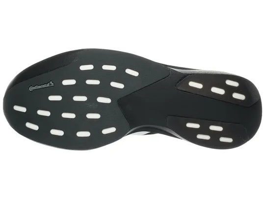 Men's Adidas Adizero Evo SL. Black upper. Black midsole. Bottom view.