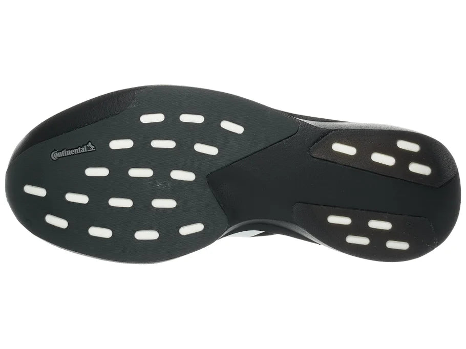 Men's Adidas Adizero Evo SL. Black upper. Black midsole. Bottom view.