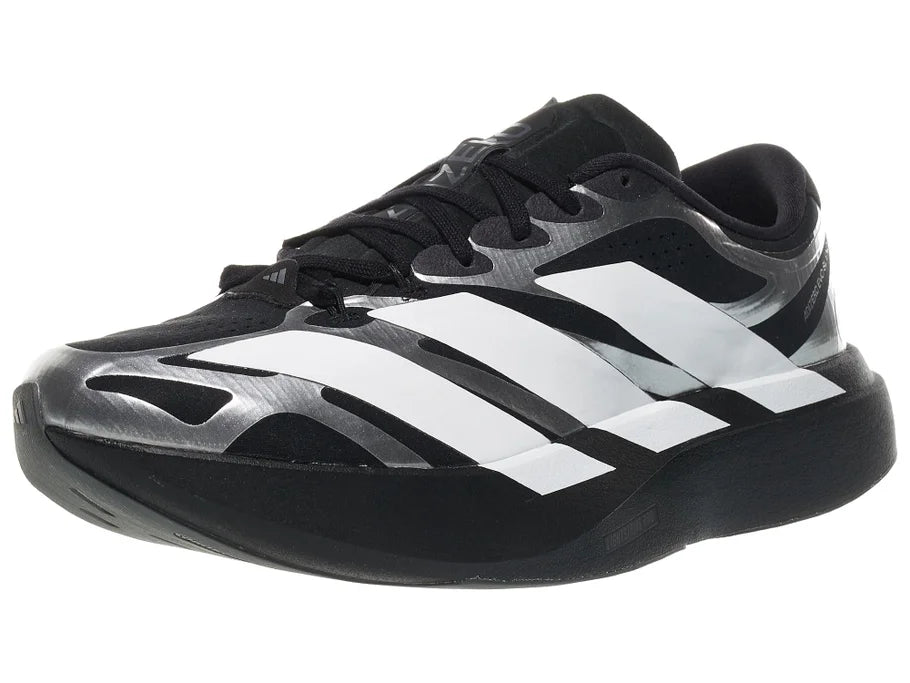 Men's adidas adizero evo sl exo. black upper. black midsole. Lateral view.