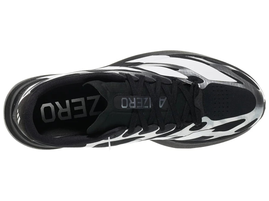 Men's adidas adizero evo sl exo. black upper. black midsole. Top view.